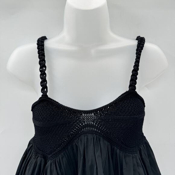 by Anthropologie Knit Swing Tank Top Sz XS Black Bubble Hem Boho Babydoll Flowy - Picture 5 of 12